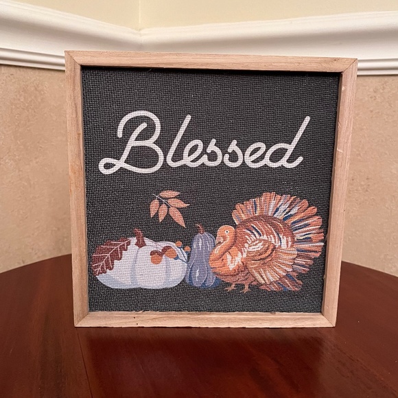 “Blessed” 8” Wooden Thanksgiving Sign – NEW - Picture 1 of 6